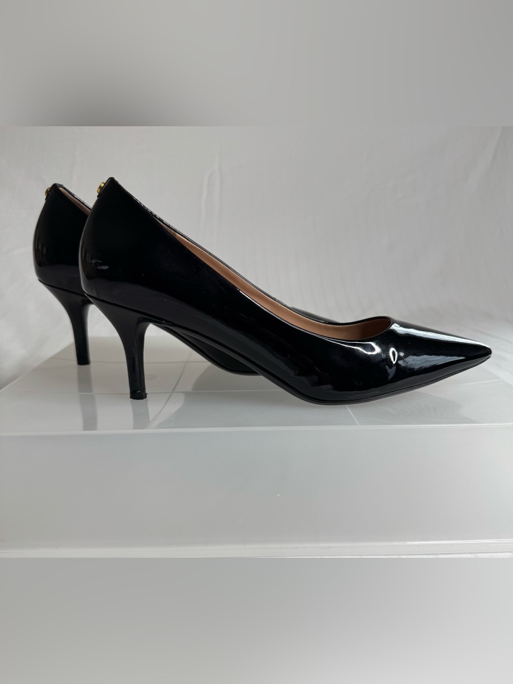 Cole Haan Black Patent Pointed-Toe Kitten Heels